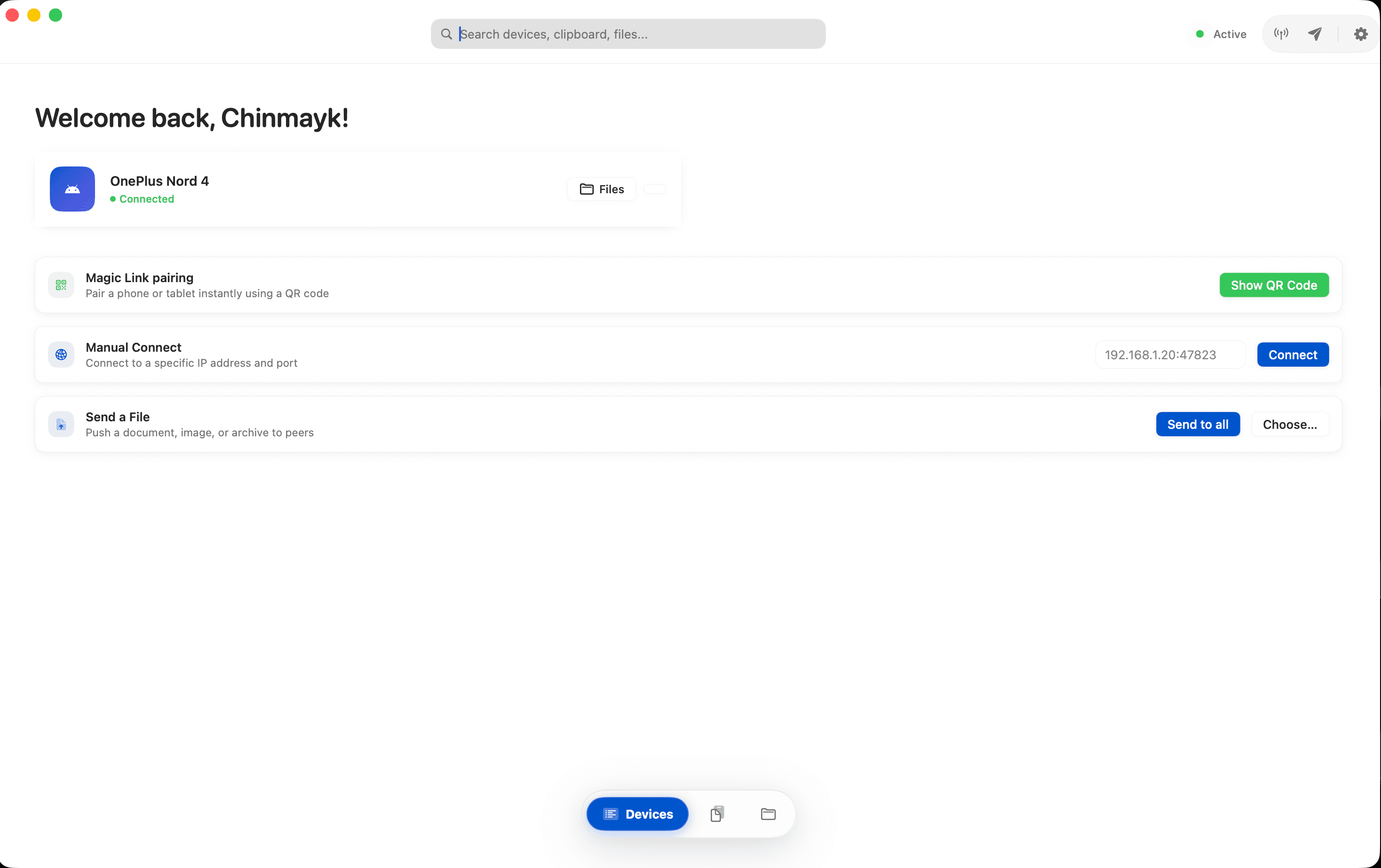 DeskDrop macOS Dashboard